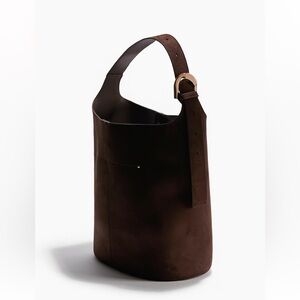 H&M Brown Suede Effect Bucket Bag with Gold Buckle